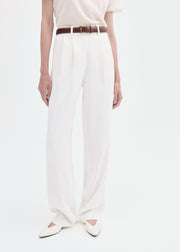 Pleat Front Trouser in Crepe - Ivory - CO Collections